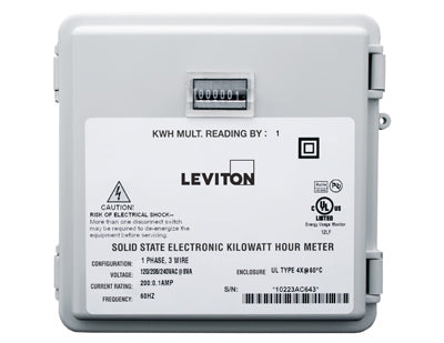 LEVITON MINI METER KIT 120/240 VOLT, 100 AMP, SOLID CORE CT'S,  WEATHERPROOF  ENCLOSURE P/N MO240-1SW