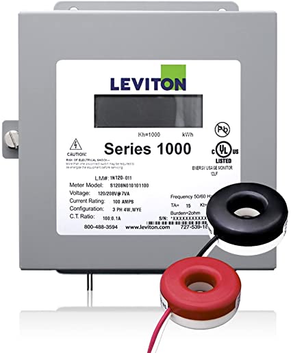 LEVITON SERIES 1000 METER KIT 120/240 VOLT, 200 AMP, SOLID CORE CT'S,  INDOOR NEMA 1 ENCLOSURE P/N 1K240-2SW